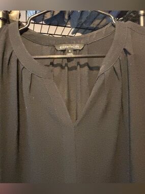 41 Hawthorn Black Split-Neck Blouse